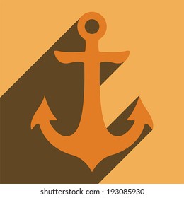 Flat long shadow icon anchor for web. Vector EPS10