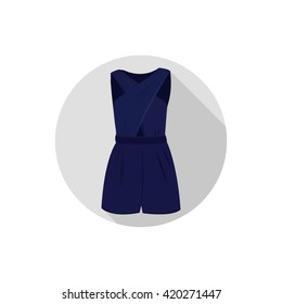 Flat long shadow icon. Blue dress isolated icon. Vector illustration, eps10.
