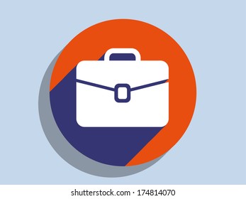 Flat long shadow icon of briefcase