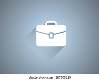 Flat Long Shadow Icon Of Briefcase