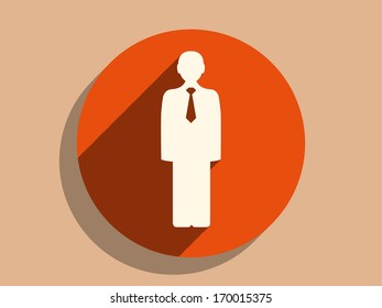 Flat long shadow icon of businessman