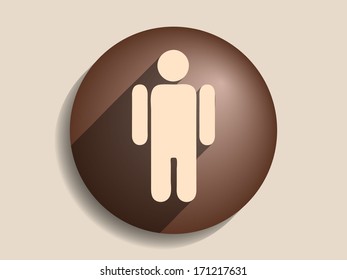 Flat long shadow icon of businessman