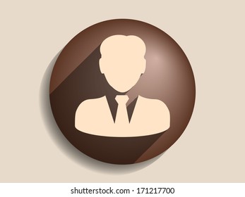 Flat long shadow icon of businessman