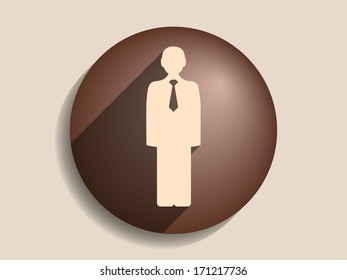 Flat long shadow icon of businessman