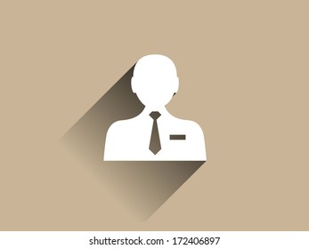 Icono de sombra plana y larga sobre un empresario