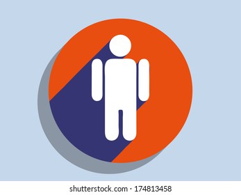 Flat long shadow icon of businessman