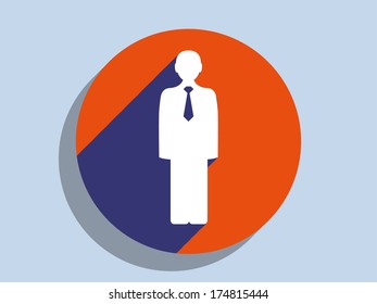 Flat long shadow icon of businessman