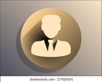 Icono de sombra plana y larga sobre un empresario