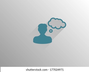 Flat long shadow icon of businessman