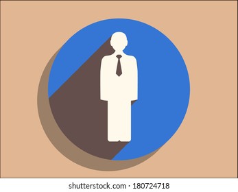 Icono de sombra plana y larga sobre un empresario