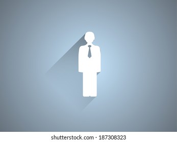 Flat long shadow icon of businessman
