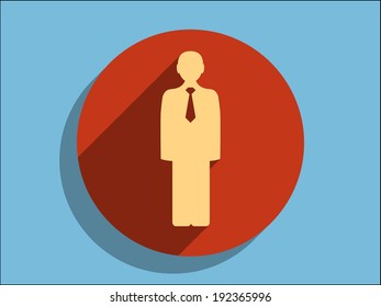 Flat long shadow icon of businessman