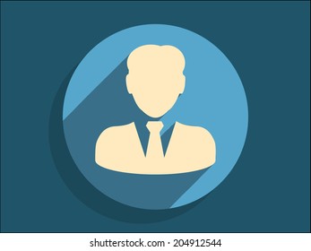 Flat long shadow icon of businessman