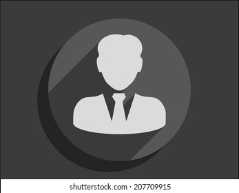 Icono de sombra plana y larga sobre un empresario