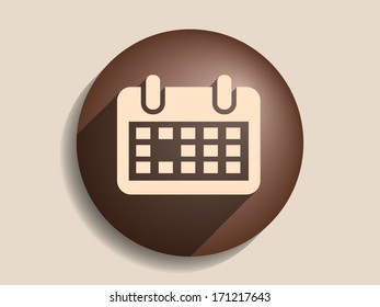 Flat long shadow icon of calendar