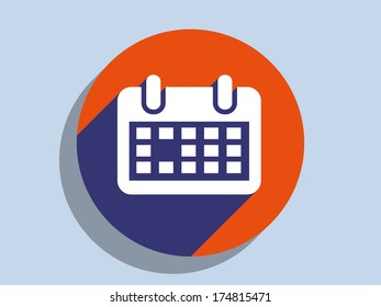 Icono de sombra larga plana del calendario