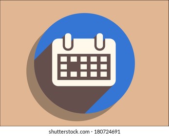 Icono de sombra larga plana del calendario