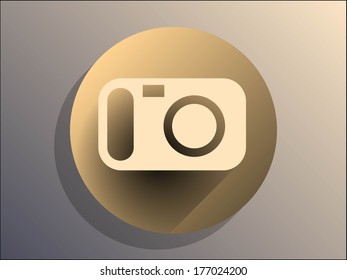 Flat long shadow icon of a camera