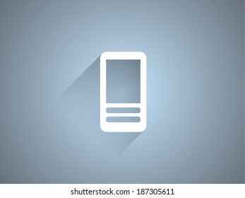 Icono de sombra plana larga del teléfono móvil