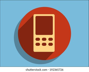 Flat long shadow icon of cellphone