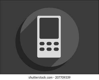 Flat long shadow icon of cellphone
