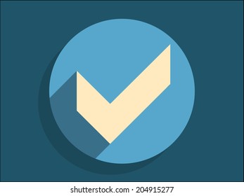 Flat long shadow icon of check box