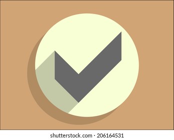 Flat long shadow icon of check box