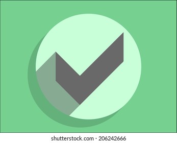 Flat long shadow icon of check box