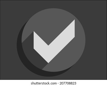 Flat long shadow icon of check box