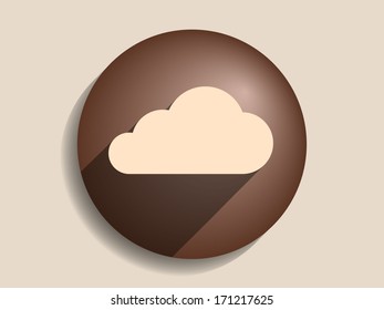 Flat long shadow icon of cloud