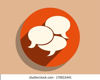 Flat long shadow icon of a communication