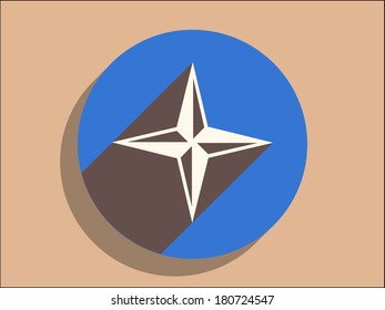Flat long shadow icon of compass