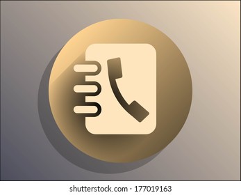 Flat long shadow icon of  contacts book