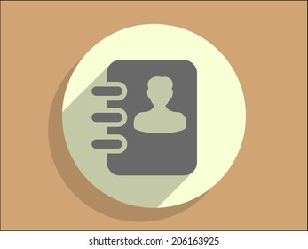 Flat long shadow icon of  contacts book
