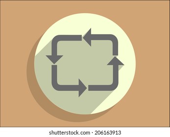 Flat long shadow icon of cyclic 