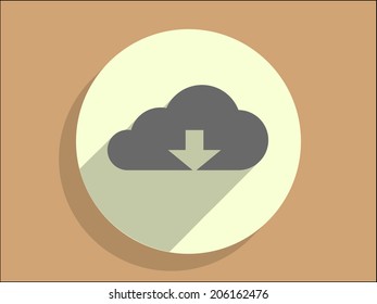 Flachiges Schattensymbol der Download-Cloud