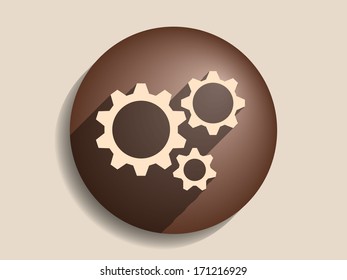 Flat long shadow icon of gears