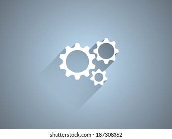 Flat long shadow icon of gears