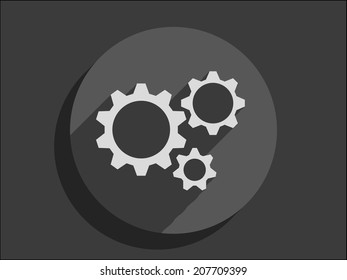 Flat long shadow icon of gears