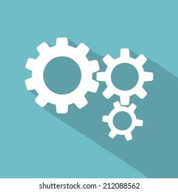 Flat long shadow icon of gears