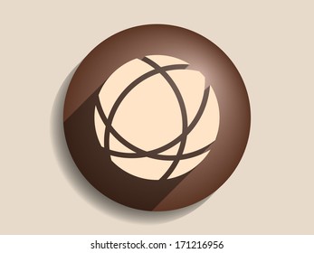 Flat long shadow icon of globe
