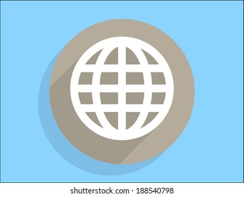 Flat long shadow icon of globe