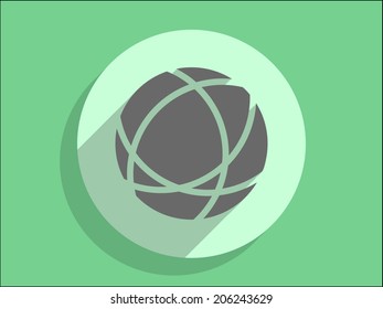 Flat long shadow icon of globe