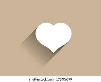 Flat long shadow icon of heart