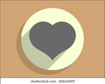 Icono de sombra plana y larga del corazón