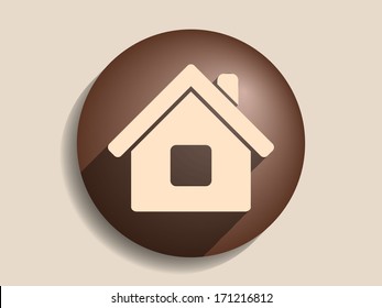 Flat long shadow icon of home
