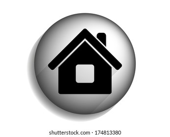 Flat long shadow icon of home
