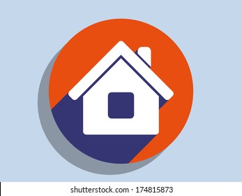 Flat long shadow icon of home