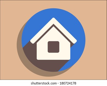 Flat long shadow icon of home