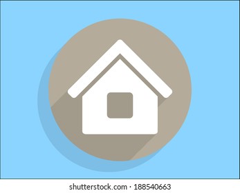 Flat long shadow icon of home